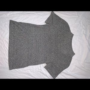 Marled grey short sleeve mock neck top